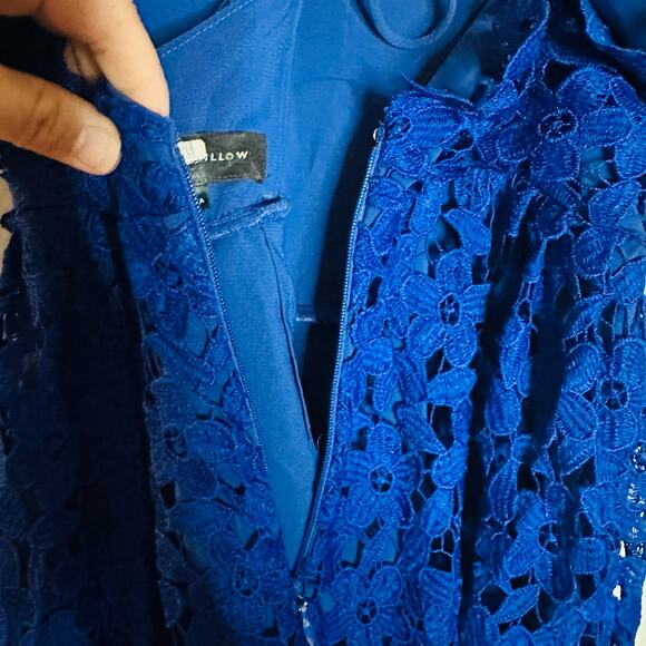 SLATE & WILLOW Cobalt Blue Lace Sleeveless Partially Lined Midi Dress Size 4 - Picture 11 of 12